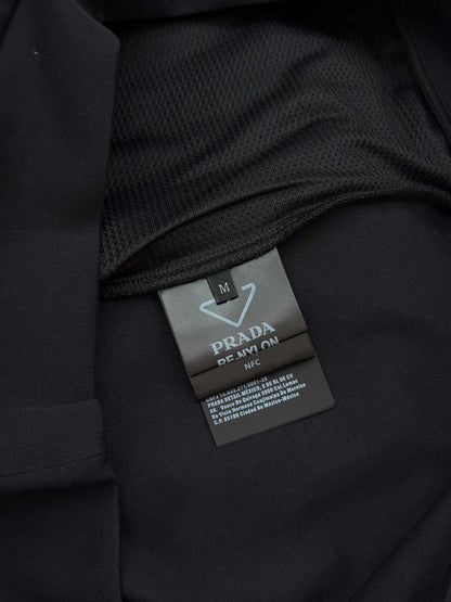 Black Half-Zip Pullover Jacket with Logo Detail
