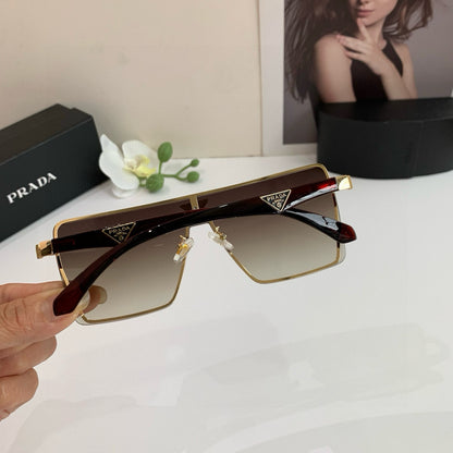 Gradient Shield Sunglasses – Brown & Gold Edition