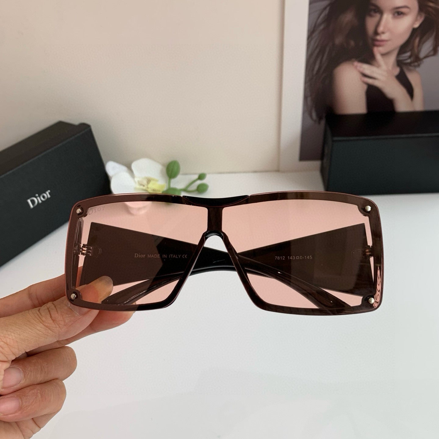 Oversized Pink Lens Shield Sunglasses