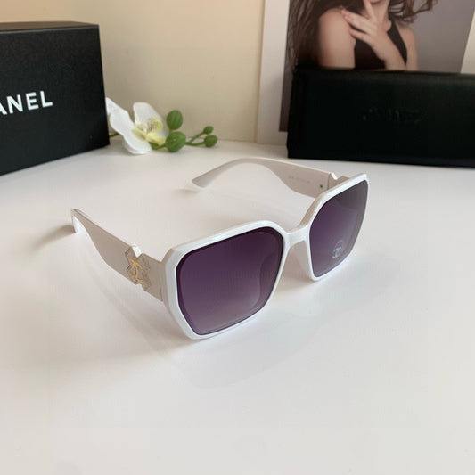 Oversized Square Sunglasses White Frame with Gradient Purple Lens