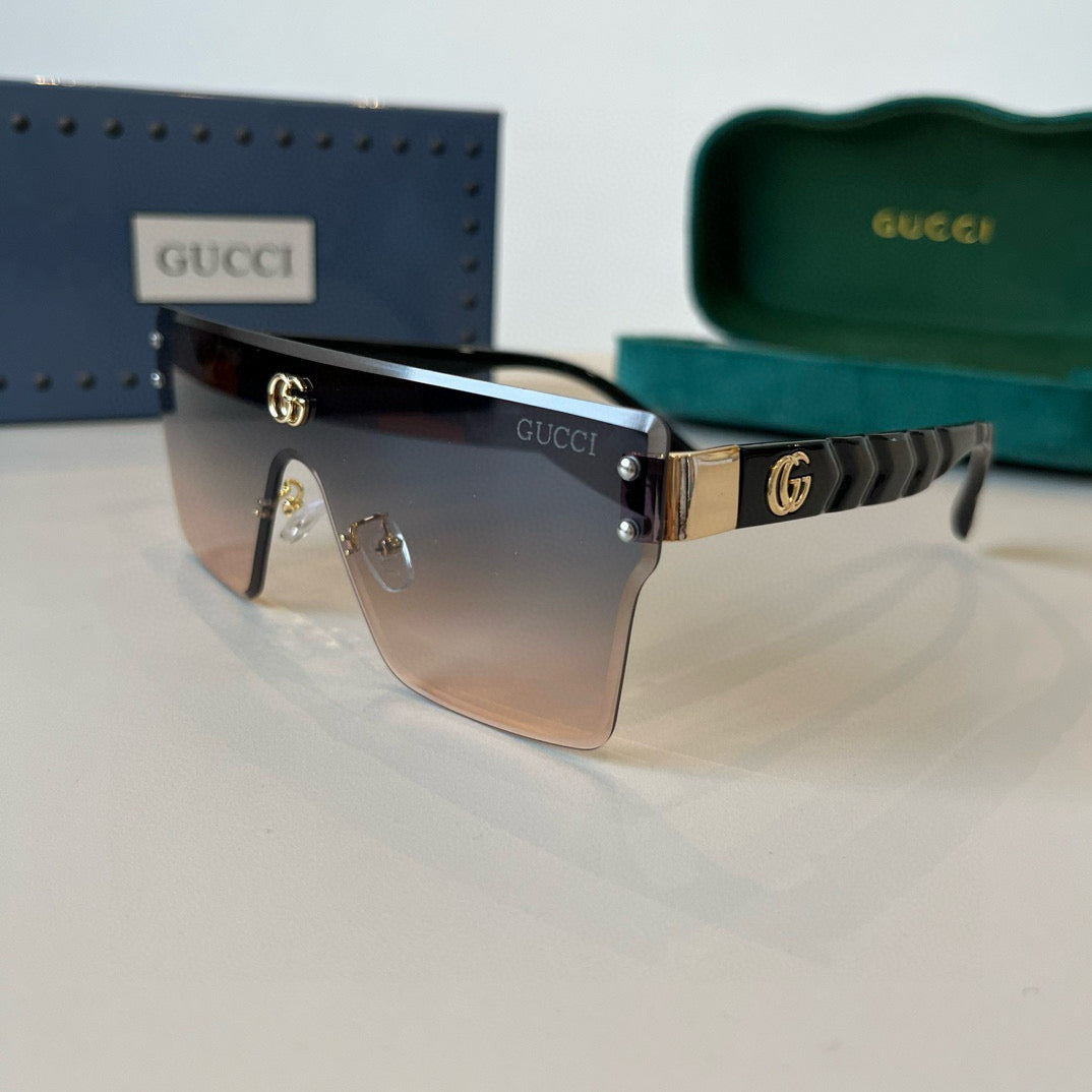 Oversized Shield Sunglasses with Gold Accent Detailing
